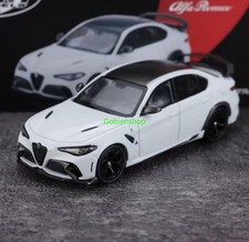 GB BBR 1:64 White Romeo Giulia GTAm Sedan Sports Model Diecast Collect Car 