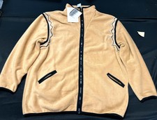 Vintage Bob Mackie Wearable Art Fleece Jacket Full Zip Tan Women's Size XL