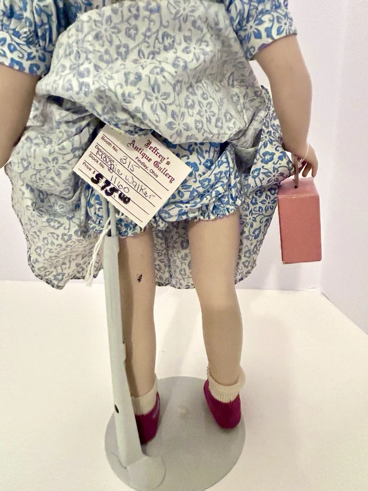 Vintage Madame Alexander 15”  Maggie Walker In Blue Embossed Dress And Red Shoes - Image 4 of 4