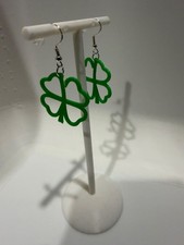 green light weight hallow 4 leaf clover shamrock earrings for st patricks day