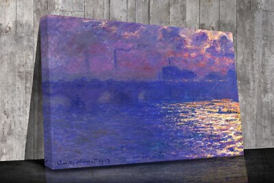 Waterloo Bridge Claude Monet montierter Leinwanddruck fertig zum Aufhängen