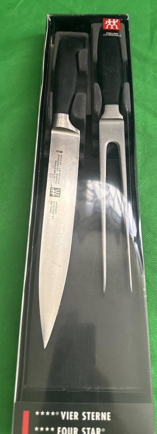 Zwilling J.A. Henckels Four Star 2-Piece Carving Knife and Fork Set 35037-000 Brand New  