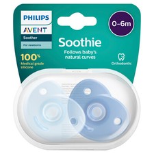 AVENT Soothie 0-6 Months Blue 2 Pack - Curved, Heart Shaped For Enhanced Comfort