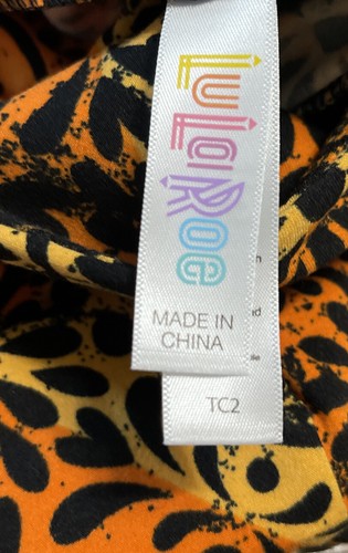 NWT LuLaRoe TC2 (18+) Black Orange Gold Sugar Skulls Halloween Leggings - Picture 4 of 7