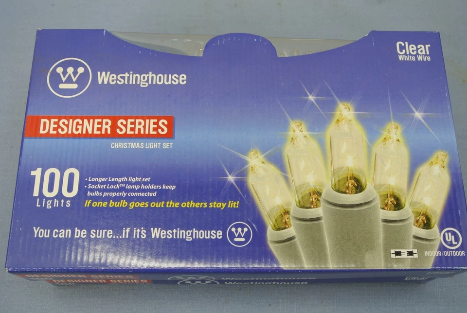 LOTE DE 2 LUCES DE NAVIDAD WESTINGHOUSE 100 LUCES CABLE BLANCO TRANSPARENTE INTERIOR/EXTERIOR Foto 3 de 4