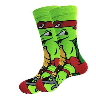 Teenage Cartoon Ninja Turtles Raphael Character Crew Socks