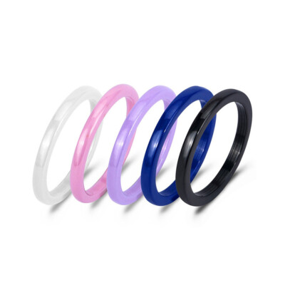 Keramik Ring Beisteckring weiß rosa blau schwarz 2mm Damen Herren