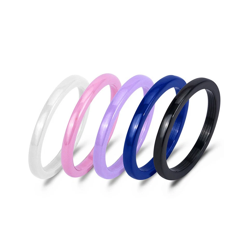 Keramik Ring Beisteckring weiß rosa blau schwarz 2mm Damen Herren - Bild 1 von 1
