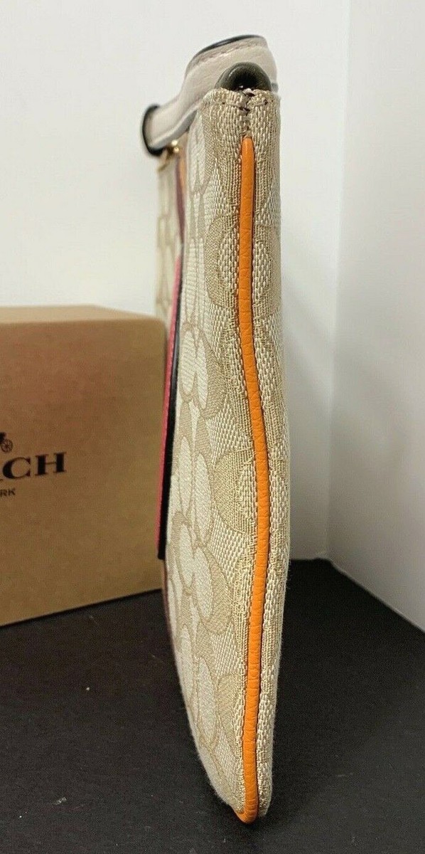 Coach Gallery Pouch Varsity Stripe Pouch Signature Canvas 2633 New