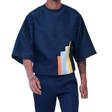 African Men 2 Piece Set Kaftan Shirt Pants Embroidered Danshiki Traditional Suit