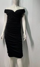 Express Collection Ruffled Cocktail Pencil Dress Retro Black Size M Sleeveless
