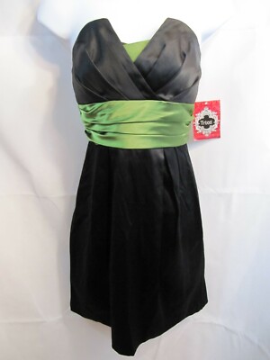 Trixxi Black & Green Satin Strapless Gown Mini Dress Green Belt Size Jrs 3 NWT | eBay Trixxi Black & Green Satin Strapless Gown Mini Dress Green Belt Size Jrs 3 NWT | eBay