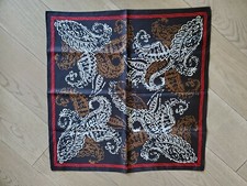 Paisley Silk 21" Square Scarf Brown Black White Red Pocket Square Neckerchief