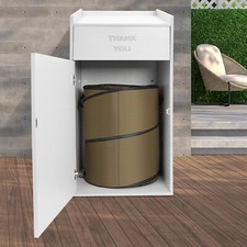 For Self-service Restaurant Trash Bin Cabinet W/ Tray Rack 40Gallon Freestanding