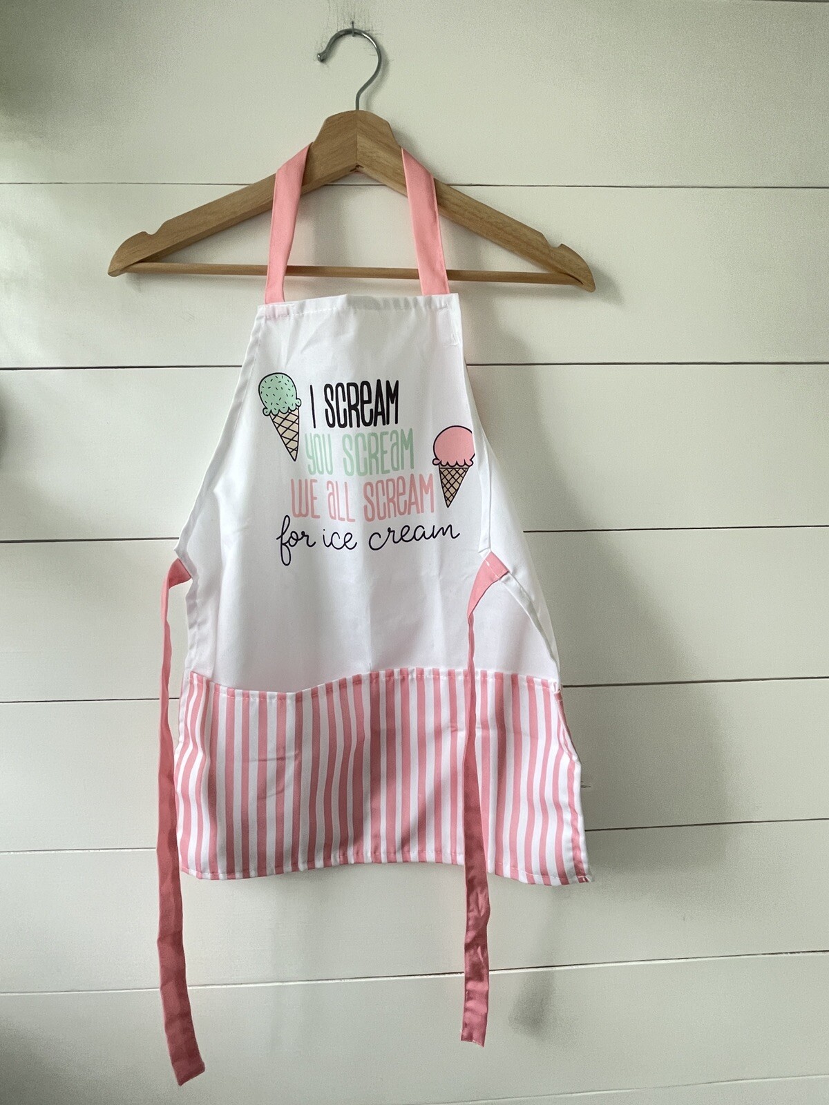 Kids Apron Summer Ice Cream Pink & White Striped ice Cream Themed