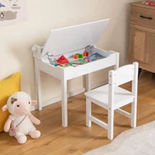 NNECW Toddler Activity Table Chair Set with Paper Roll Holder for Drawing Studyi