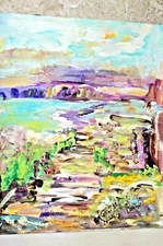 DESERT TRAILS" ORIGINAL ACRYLIC PAINTING HAND PAINTED BY US ARTIST SIGNED 8"X10"