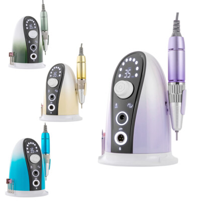 LCD Display Electric Nail Drill Machine Manicure Pedicure w/ 4 Grinding Heads