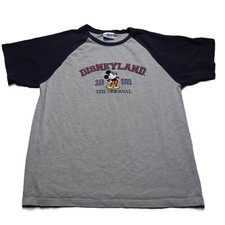 Vintage Disneyland Resort Mickey Mouse T-Shirt Medium Short Raglan Sleeve