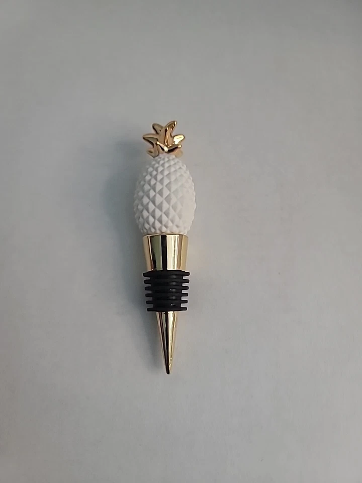 Tapón de botella de piña Aloha piña blanca con acabados dorados Foto 2 de 3