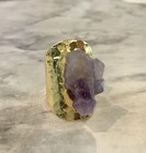 Raw Amethyst Point Ring Large Statement Cuff Natural Druzy Drusy Stone Gold Band — photo 6