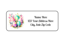 30 Colorful Easter Eggs PERSONALIZED RETURN ADDRESS LABELS 1 in X 2 5/8 GLOSSY