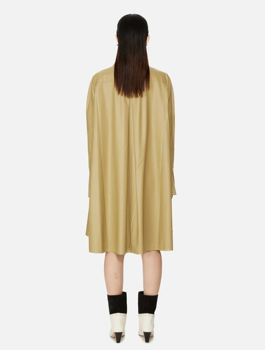 Tibi Faux Leather Shirt Dress Button Up Tan Beige Size 6 New | eBay