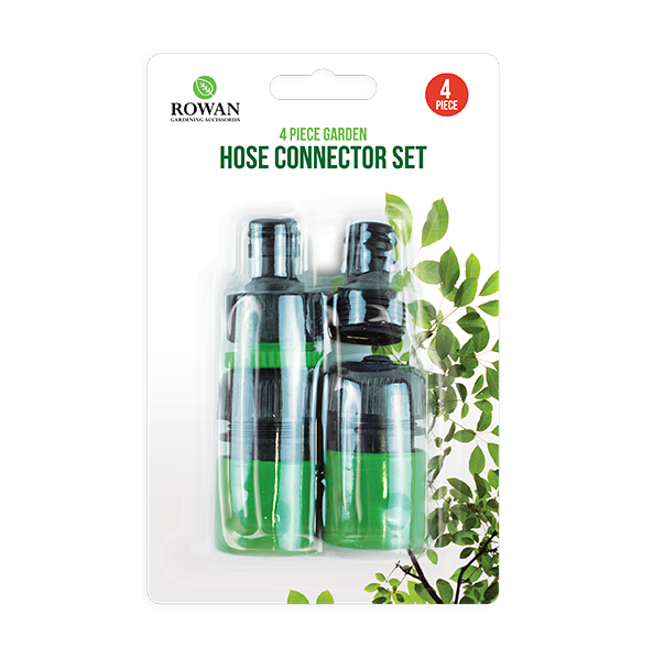 Universal Tap Rowan 4 Piece Garden Hose Connector Set Nozzle Fittings Pipe