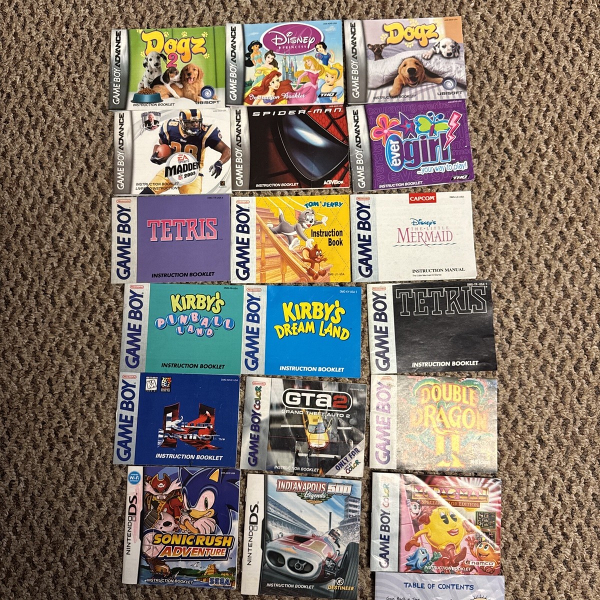 Nintendo Gameboy Color Gameboy Advance Manual Lot (18)) GBC GBA Authentic