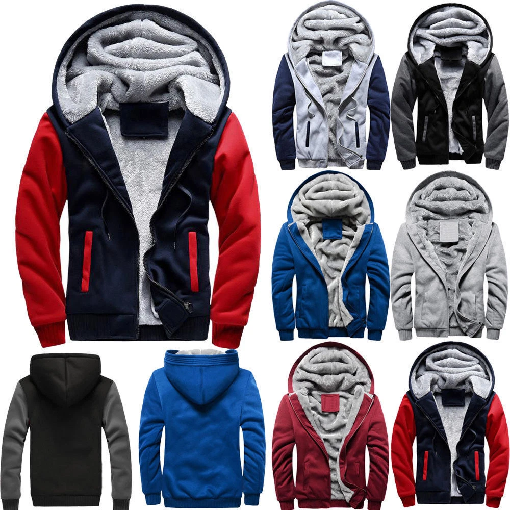 Mens hoodie top with fur inside