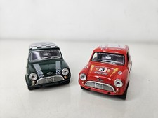 Lot Of Two Diecast Schuco Mini Cooper Morris Bosch Racing Red No. 3 And Green 