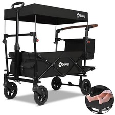 B Ware 150KG 110L Bollerwagen Faltbar mit Dach PU Reifen mit Bremsen Kinderwagen