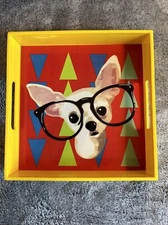 Tray Yellow Square Molded Plastic Chihuahua Dog Bar Drink Tray