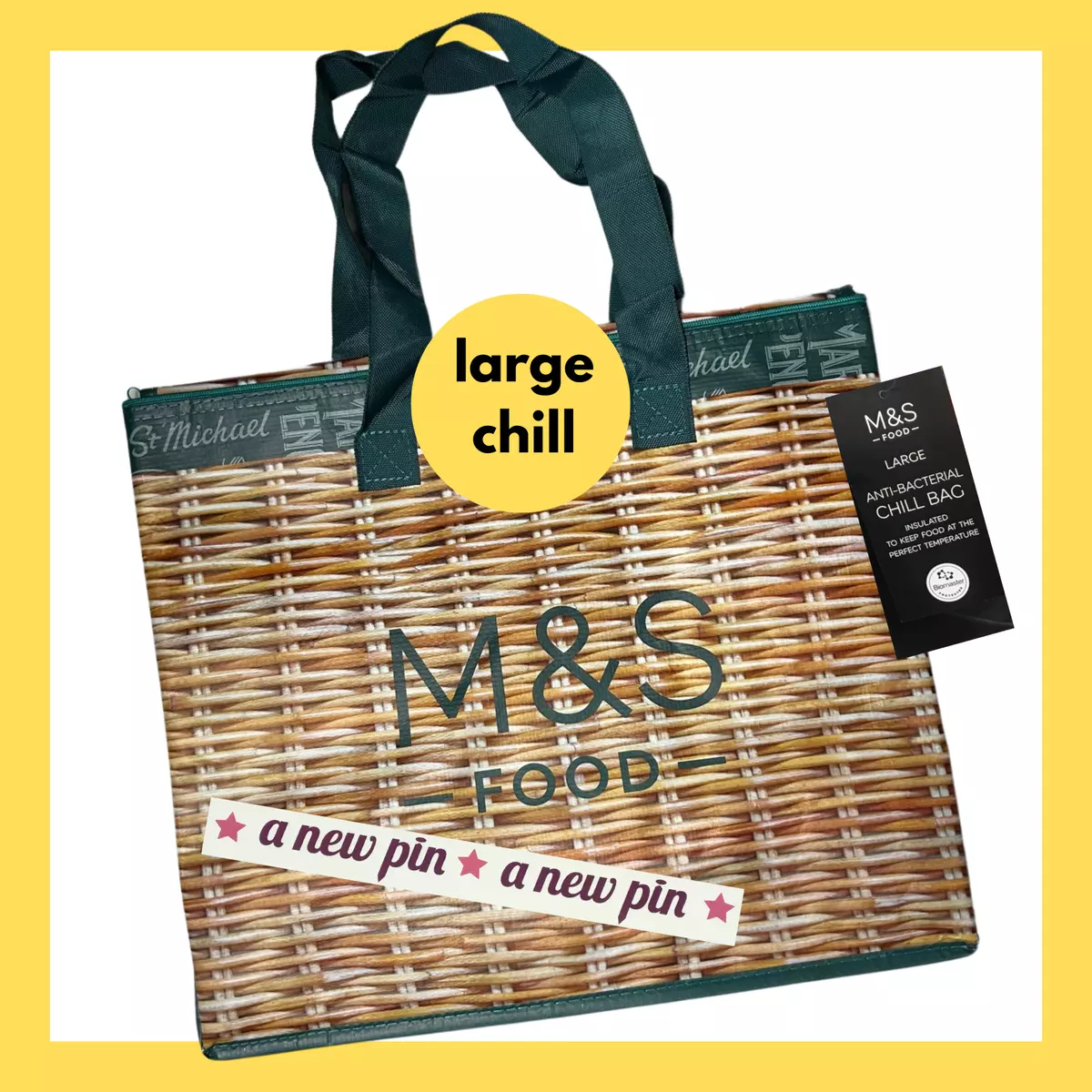 M&S Shopping Bags AntiBacterial Jute + Shopper Foldable Reusable Tote x2  Marks