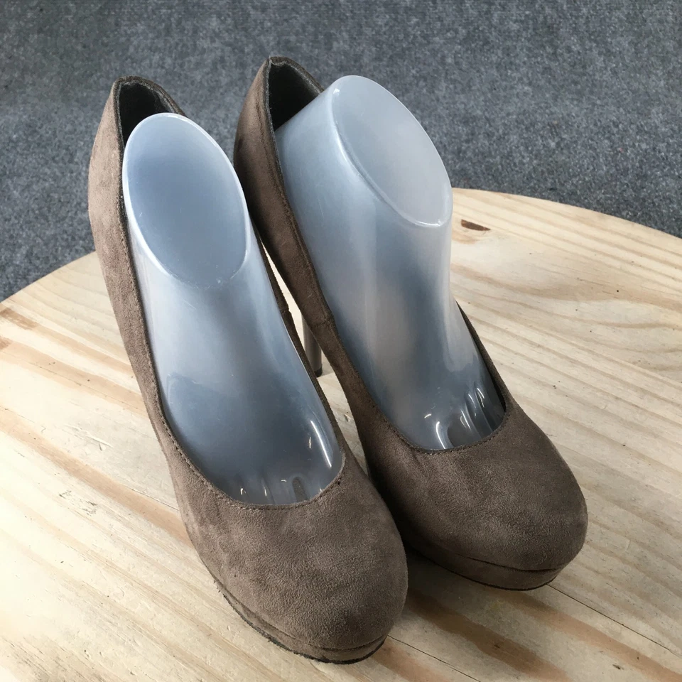 Zapatos de tacón Mossimo para mujer 7 informales sin cordones plataforma de aguja tela marrón Foto 3 de 4