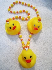 CUTE "YELLOW RUBBER DUCKS" MARDI GRAS NECKLACE DUCK DUCKIES BIRD (B101)