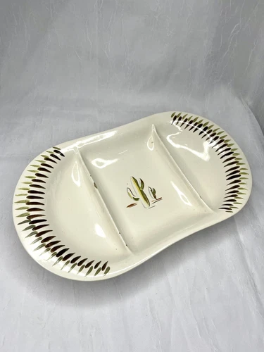 Vtg 1952 Belle Kogan Red Wing Pottery Fancy Free Desert Cactus Relish Dish Rare