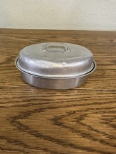 Vintage Toy Aluminum Roaster Pan w/ Lid - Approx. 6" x 3,75" x 3.25" - Dents