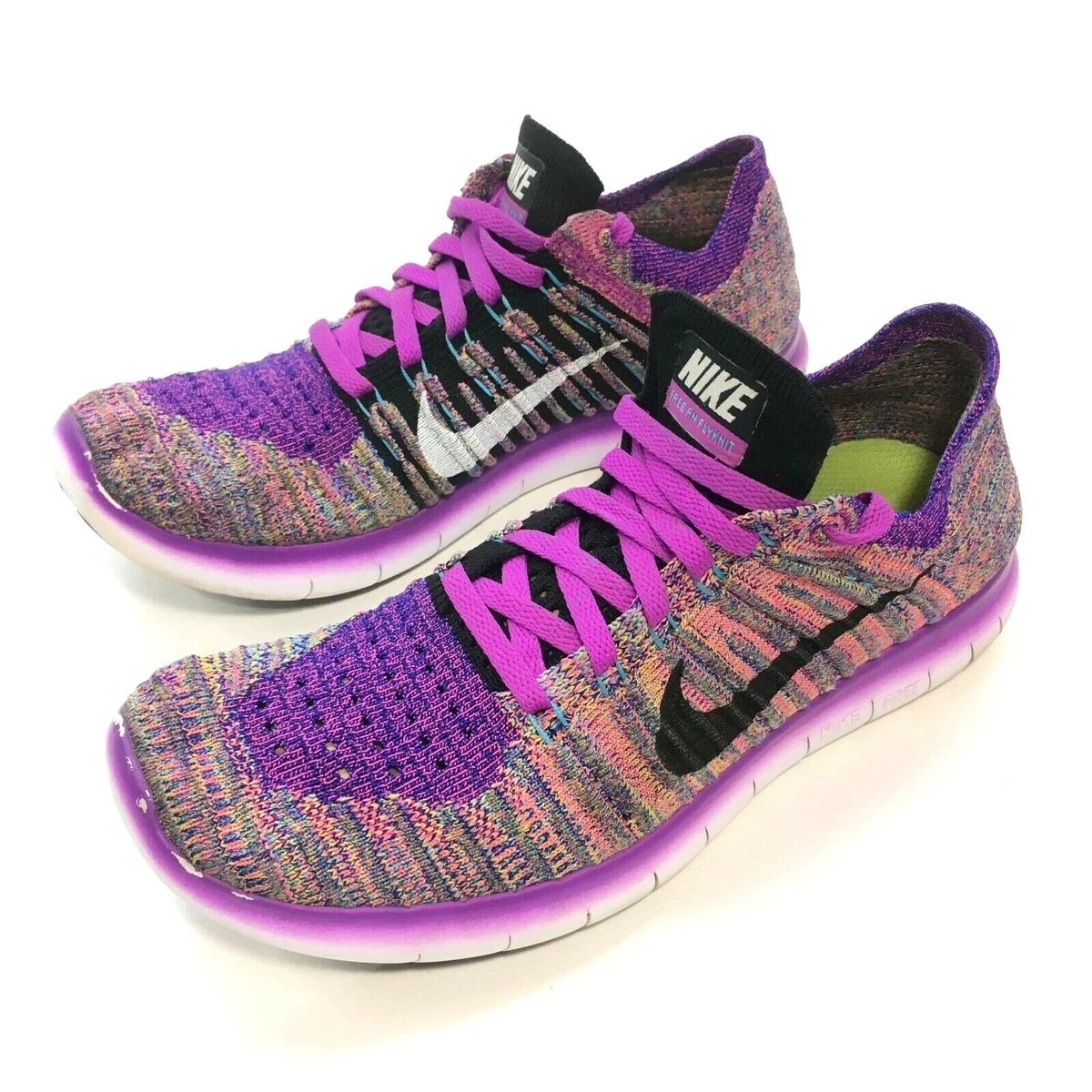 NIKE RN FlyKnit Women&#039;s Purple Pink Shoes Hyper Multi 831070-500 Size 7 | eBay