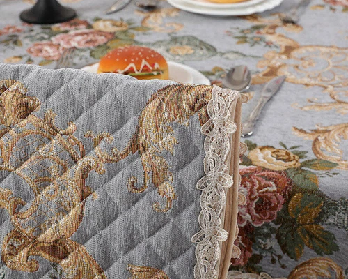 Chenille Rectangle Vintage Lace Tablecloth Events Round Dining Chair Cover - Picture 18 of 45