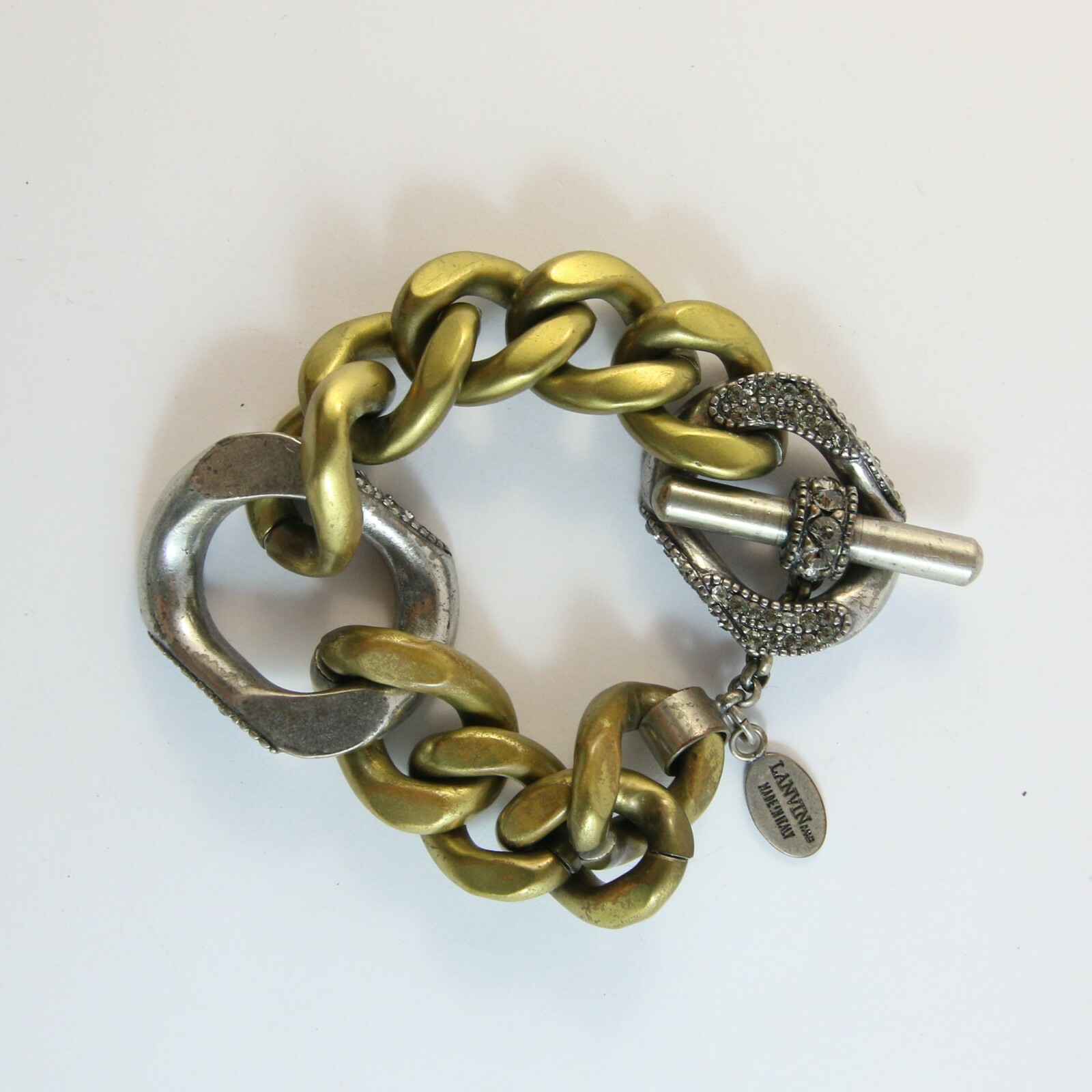 Lanvin Paris Vintage Gun Metal & Brass Bracelet