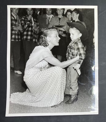 vintage 1947 Jane Frazee w/ little cowboy B&W 8x10 Promo Photo Hollywood Starlet