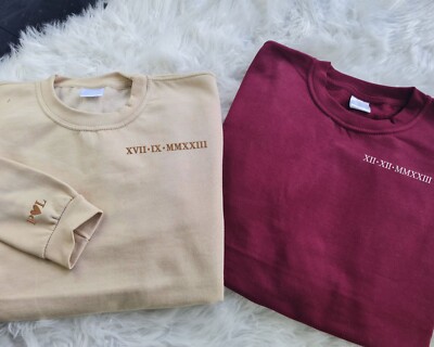 Sweatshirt bestickt römische Ziffern frisch verheiratete Paare passendes Geschenk Pullover