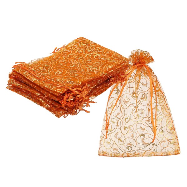 50Stk Organza Beutel 12,9X18Cm SüßIgkeitenbeutel Netzbeutel Orange-image
