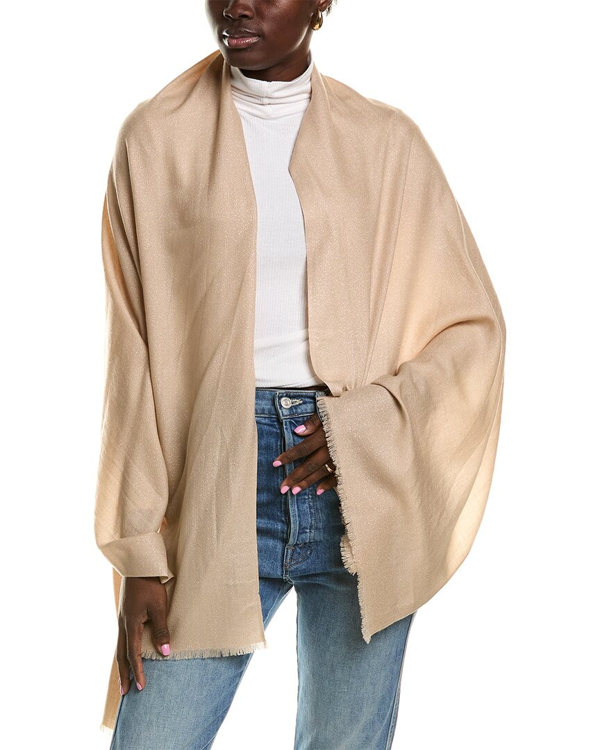 Шерстяной шарф La Fiorentina с люрексом женский бежевый