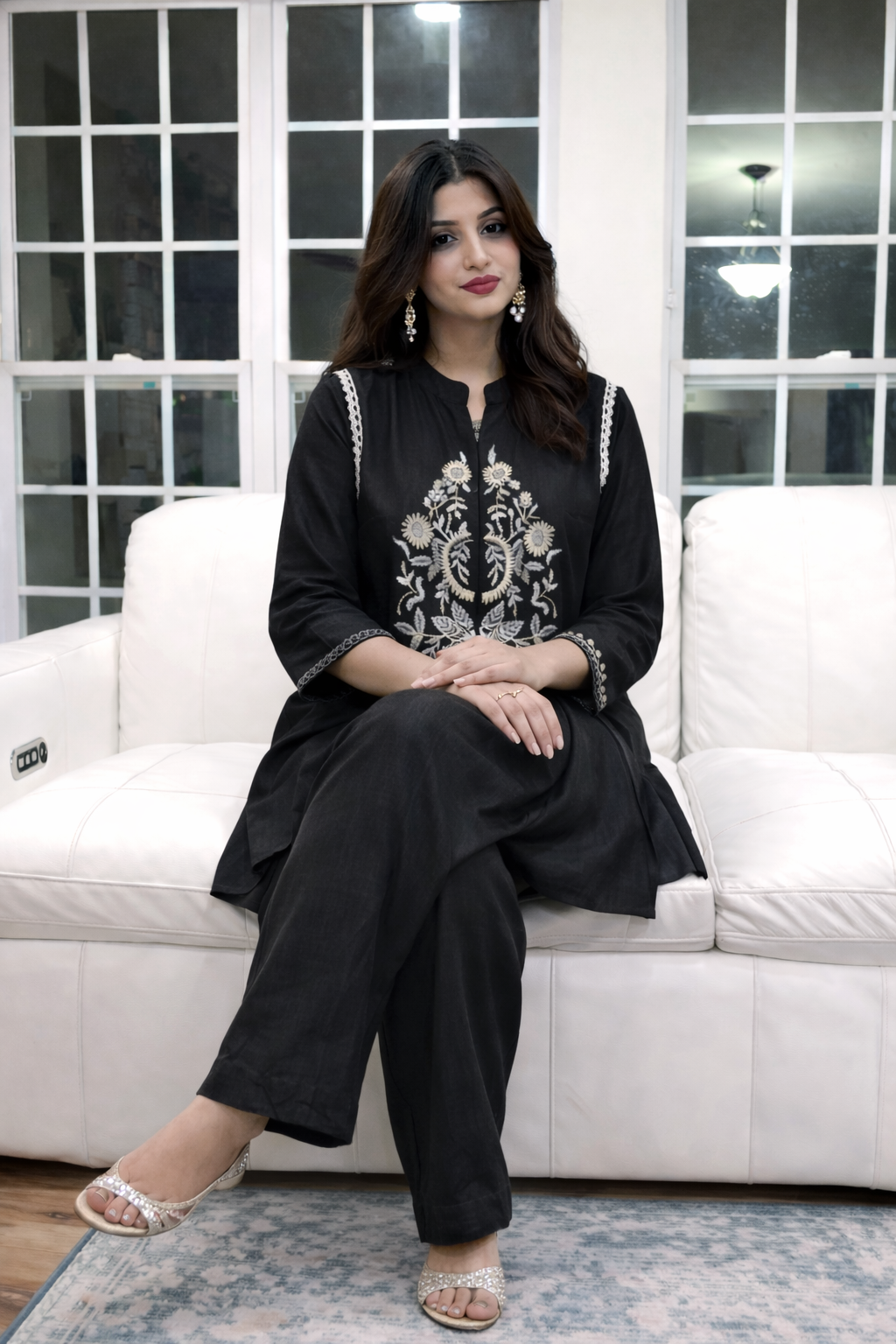 Women's Black Co-Ord Set – Size XL (India) / Large (USA)