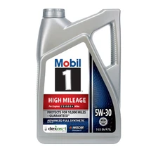 Mobil 1 High Mileage Full Synthetic Motor Oil 5W-30, 5 Quart. NEW