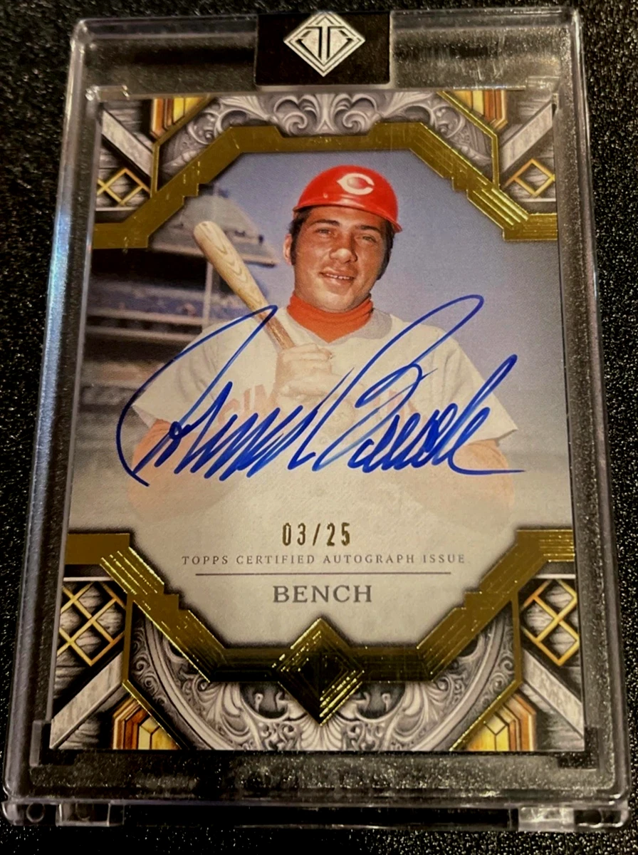 Topps Johnny Bench Autographed Baseball Sports Trading Cards