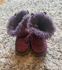 UGG Toddler Little Girl's Purple Bailey Bow Boots Style 3280T Size 11 Worn