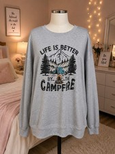 Funny Camping Sweatshirt for Women Long Sleeve Comfy Vintage Pullover Camp Lover